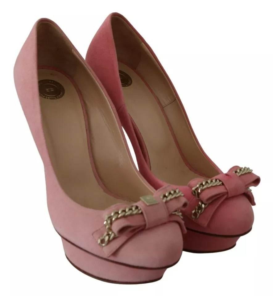 Elisabetta Franchi Pink Bow Stiletto Heel Pumps Shoes - Hilstor
