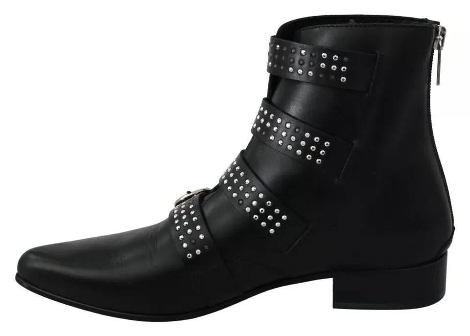 Dondup Black Fashion Buckled Zipper Ankle Boots Shoes - Hilstor