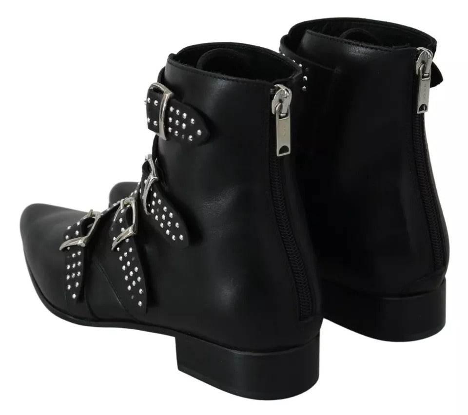 Dondup Black Fashion Buckled Zipper Ankle Boots Shoes - Hilstor