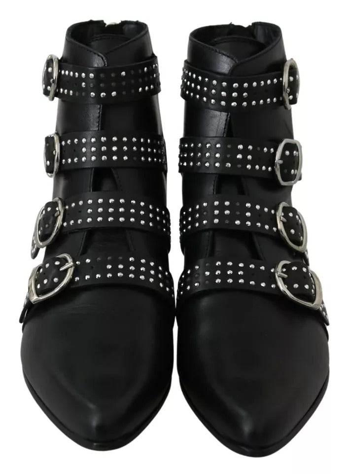 Dondup Black Fashion Buckled Zipper Ankle Boots Shoes - Hilstor