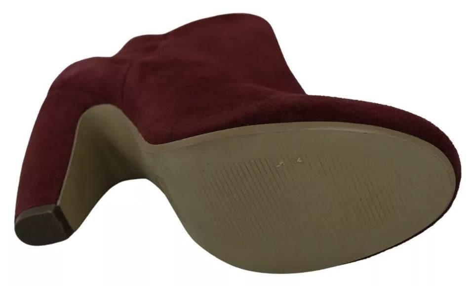 Steve Madden Maroon Blush Velvet Suede Penelope Ankle Boots Shoes - Hilstor