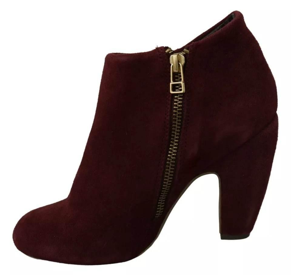 Steve Madden Maroon Blush Velvet Suede Penelope Ankle Boots Shoes - Hilstor