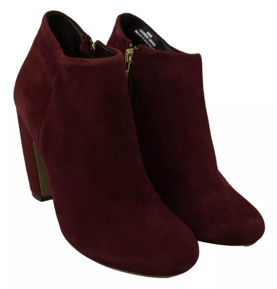 Steve Madden Maroon Blush Velvet Suede Penelope Ankle Boots Shoes - Hilstor