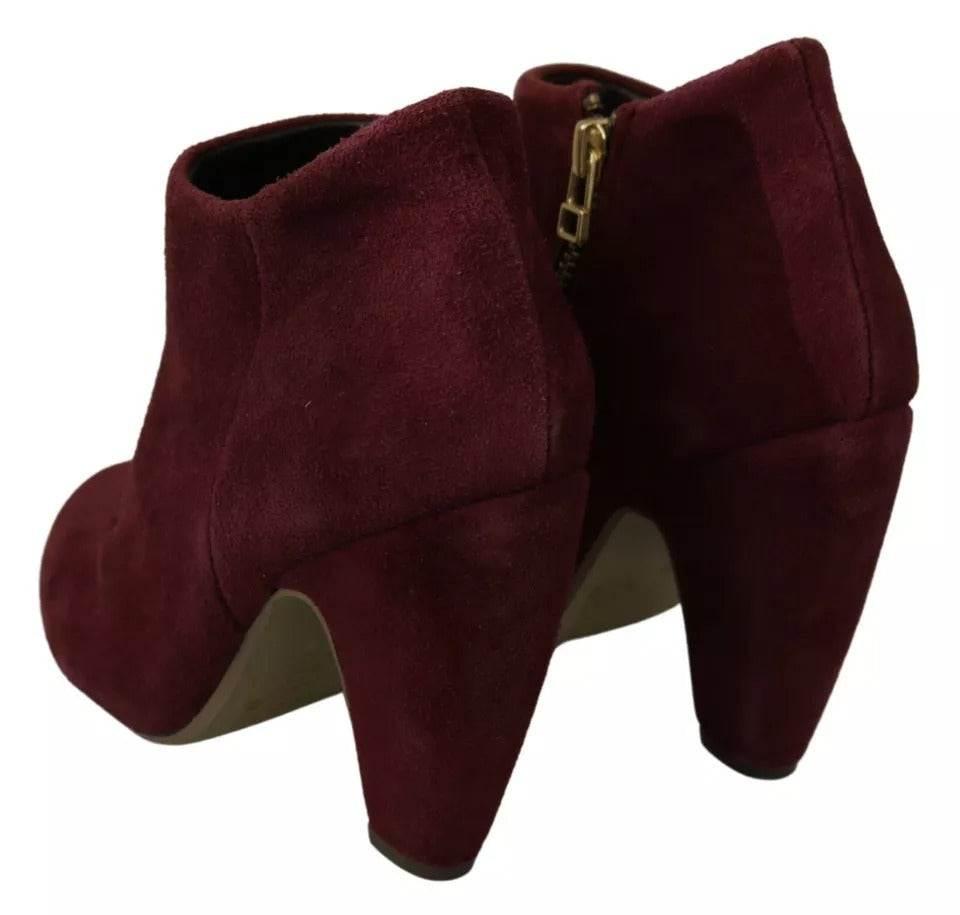 Steve Madden Maroon Blush Velvet Suede Penelope Ankle Boots Shoes - Hilstor