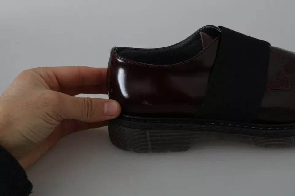 Dr. Martens Dark Brown Leather Elastic Strap Shoes - Hilstor
