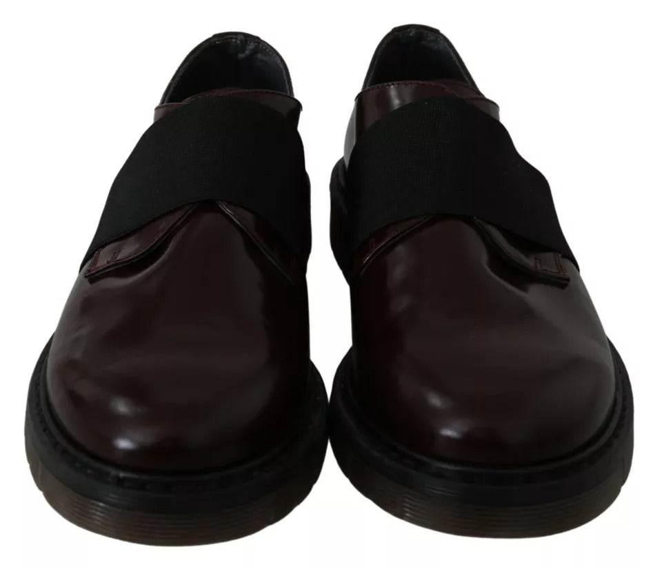 Dr. Martens Dark Brown Leather Elastic Strap Shoes - Hilstor