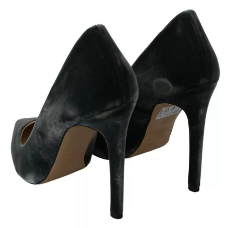 Ovyé Gray Velvet Dress Stiletto Pumps Shoes - Hilstor