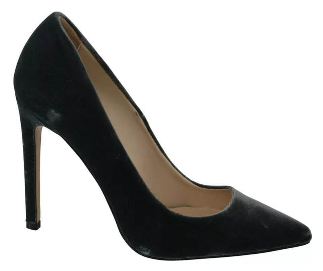 Ovyé Gray Velvet Dress Stiletto Pumps Shoes - Hilstor