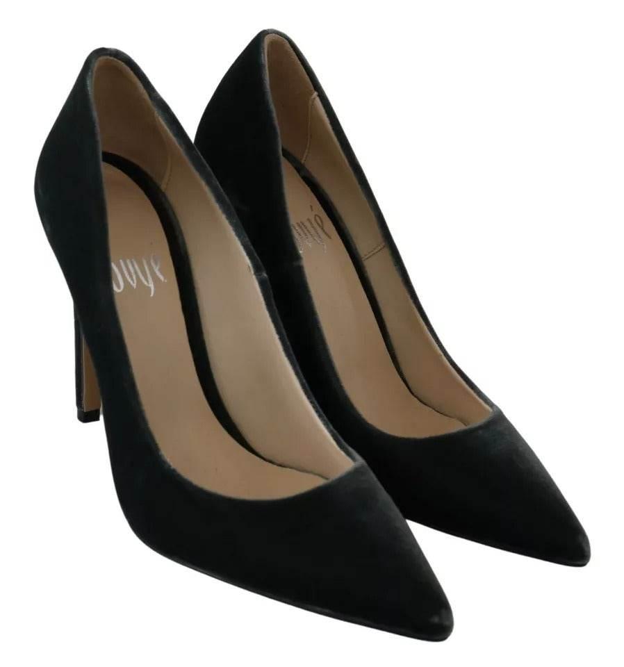 Ovyé Gray Velvet Dress Stiletto Pumps Shoes - Hilstor
