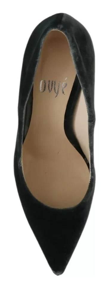 Ovyé Gray Velvet Dress Stiletto Pumps Shoes - Hilstor