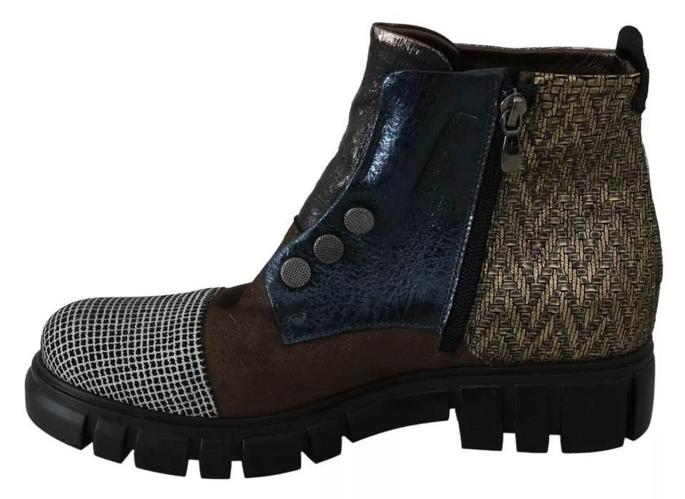EBARRITO Multicolor Leather Suede Zipper Ankle Boots Shoes - Hilstor