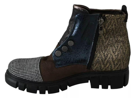 EBARRITO Multicolor Leather Suede Zipper Ankle Boots Shoes - Hilstor