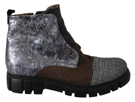 EBARRITO Multicolor Leather Suede Zipper Ankle Boots Shoes - Hilstor