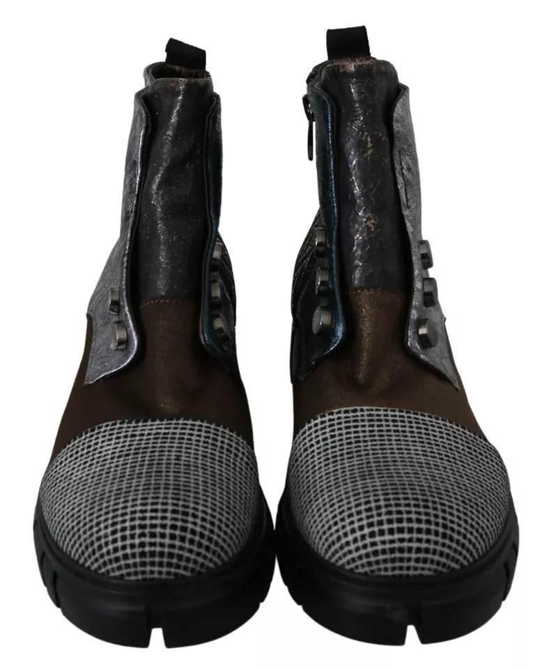 EBARRITO Multicolor Leather Suede Zipper Ankle Boots Shoes - Hilstor