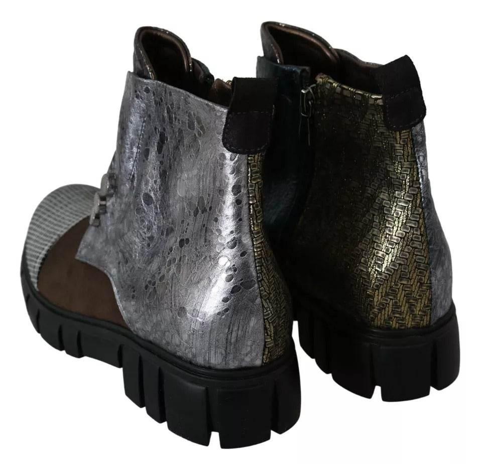 EBARRITO Multicolor Leather Suede Zipper Ankle Boots Shoes - Hilstor