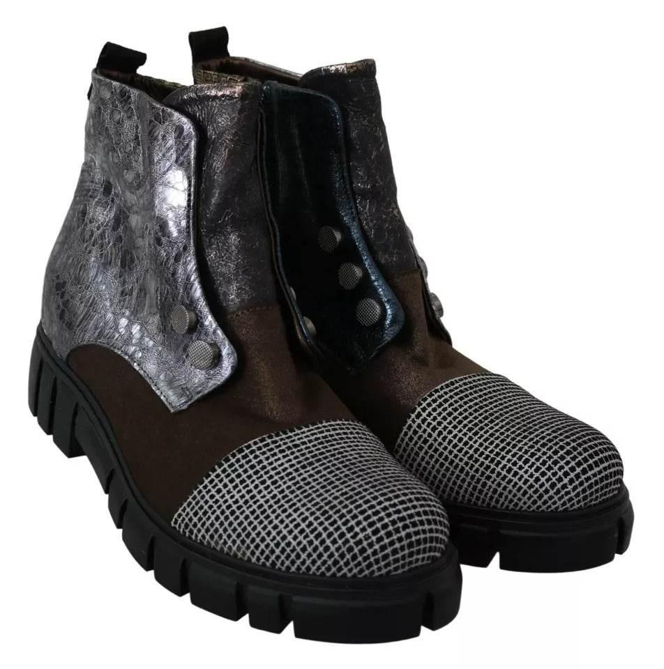EBARRITO Multicolor Leather Suede Zipper Ankle Boots Shoes - Hilstor