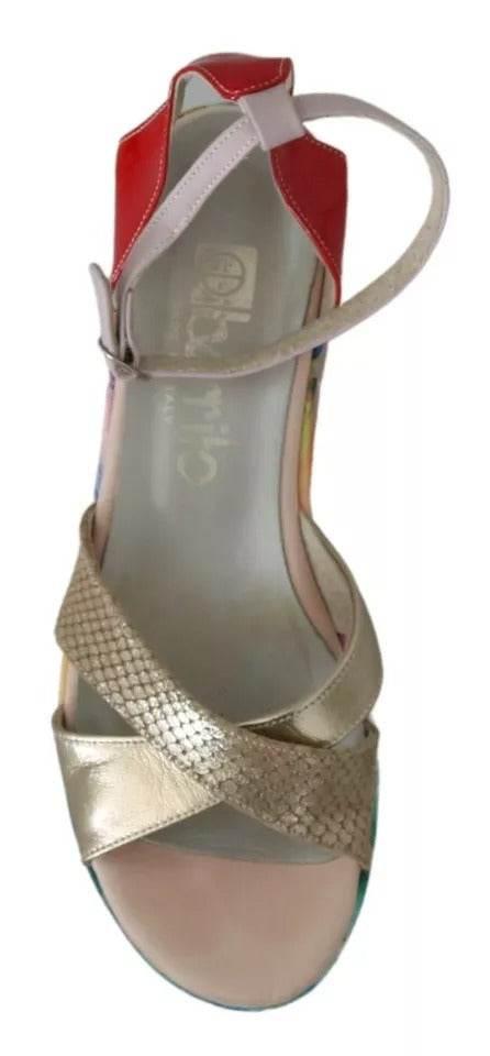 EBARRITO Multicolor Leather Ankle Strap Wedge Heel Sandals Shoes - Hilstor