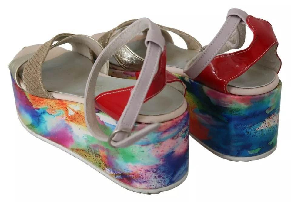 EBARRITO Multicolor Leather Ankle Strap Wedge Heel Sandals Shoes - Hilstor