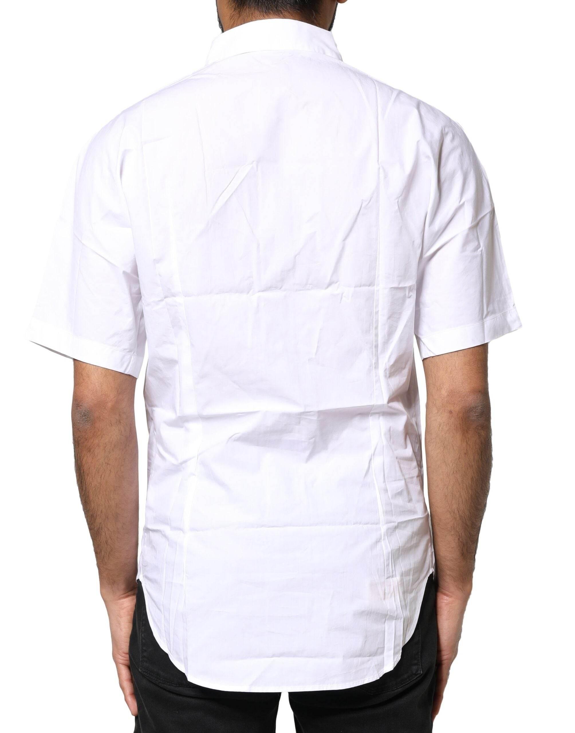 Dolce & Gabbana White Cotton Button Down Casual Men Polo Shirt - Hilstor