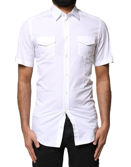 Dolce & Gabbana White GOLD Button Down Casual Men Polo Shirt - Hilstor
