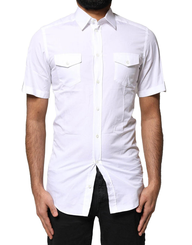 Dolce & Gabbana White GOLD Button Down Casual Men Polo Shirt - Hilstor