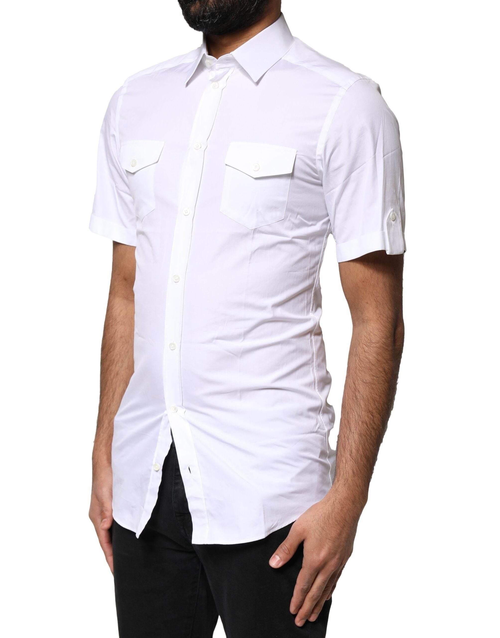 Dolce & Gabbana White GOLD Button Down Casual Men Polo Shirt - Hilstor