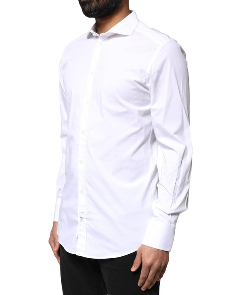 Dolce & Gabbana White GOLD Cotton Long Sleeves Dress Shirt - Hilstor