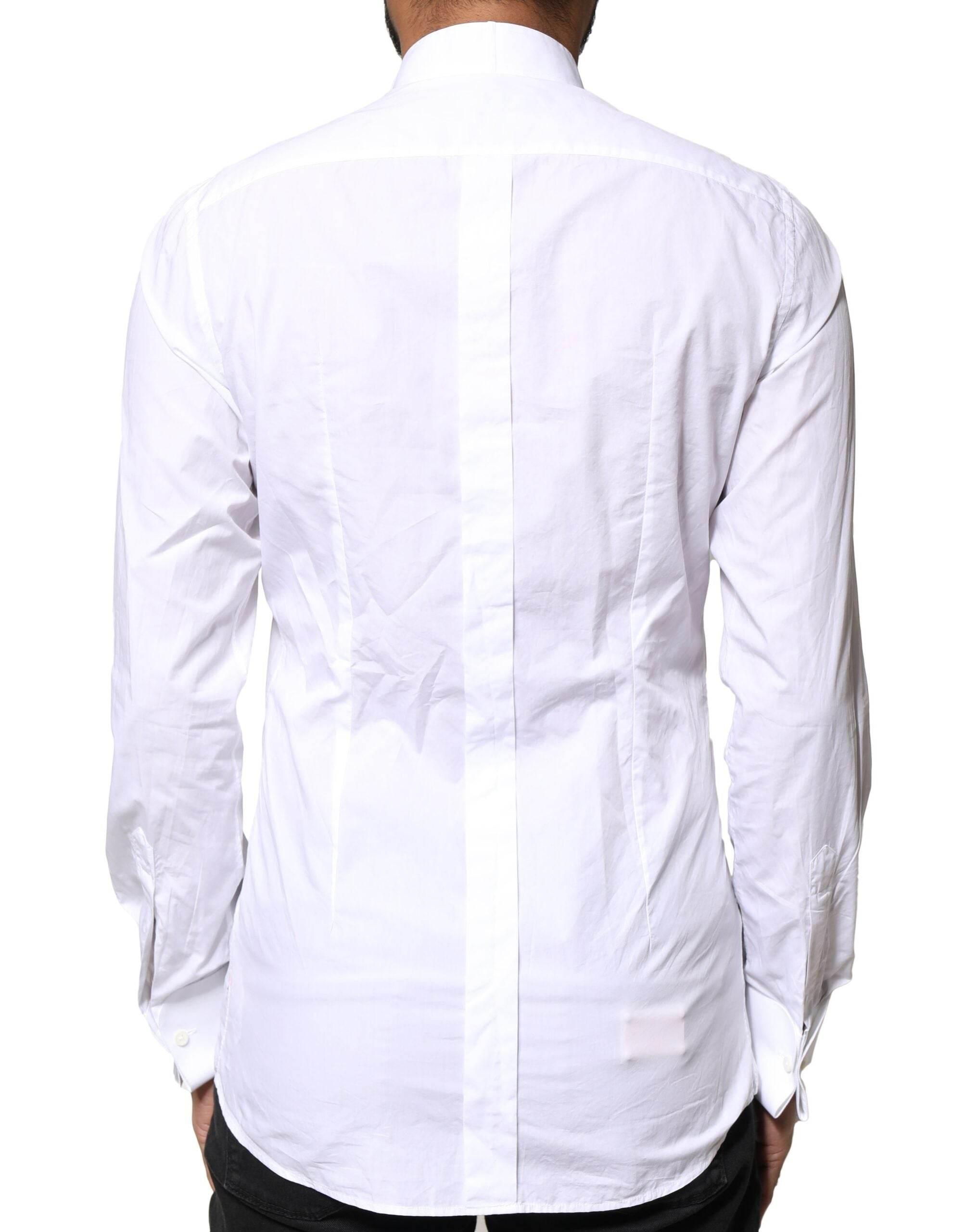 Dolce & Gabbana White GOLD CottonPoplin Bib Formal Dress Shirt - Hilstor