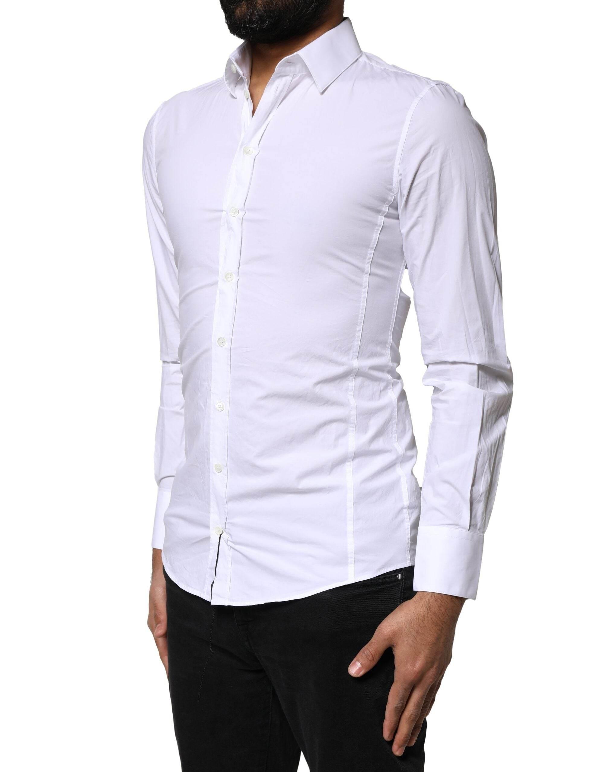 Dolce & Gabbana White SICILIA Cotton Formal Men Dress Shirt - Hilstor