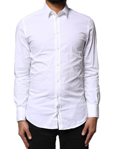Dolce & Gabbana White GOLD Cotton Long Sleeves Dress Shirt - Hilstor