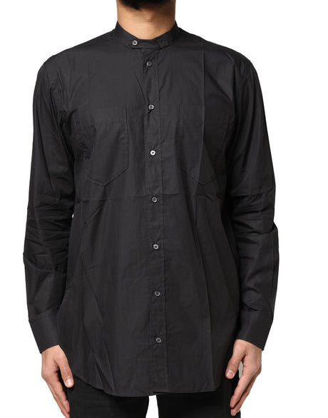Dolce & Gabbana Black Cotton Button Down Men Casual Shirt - Hilstor