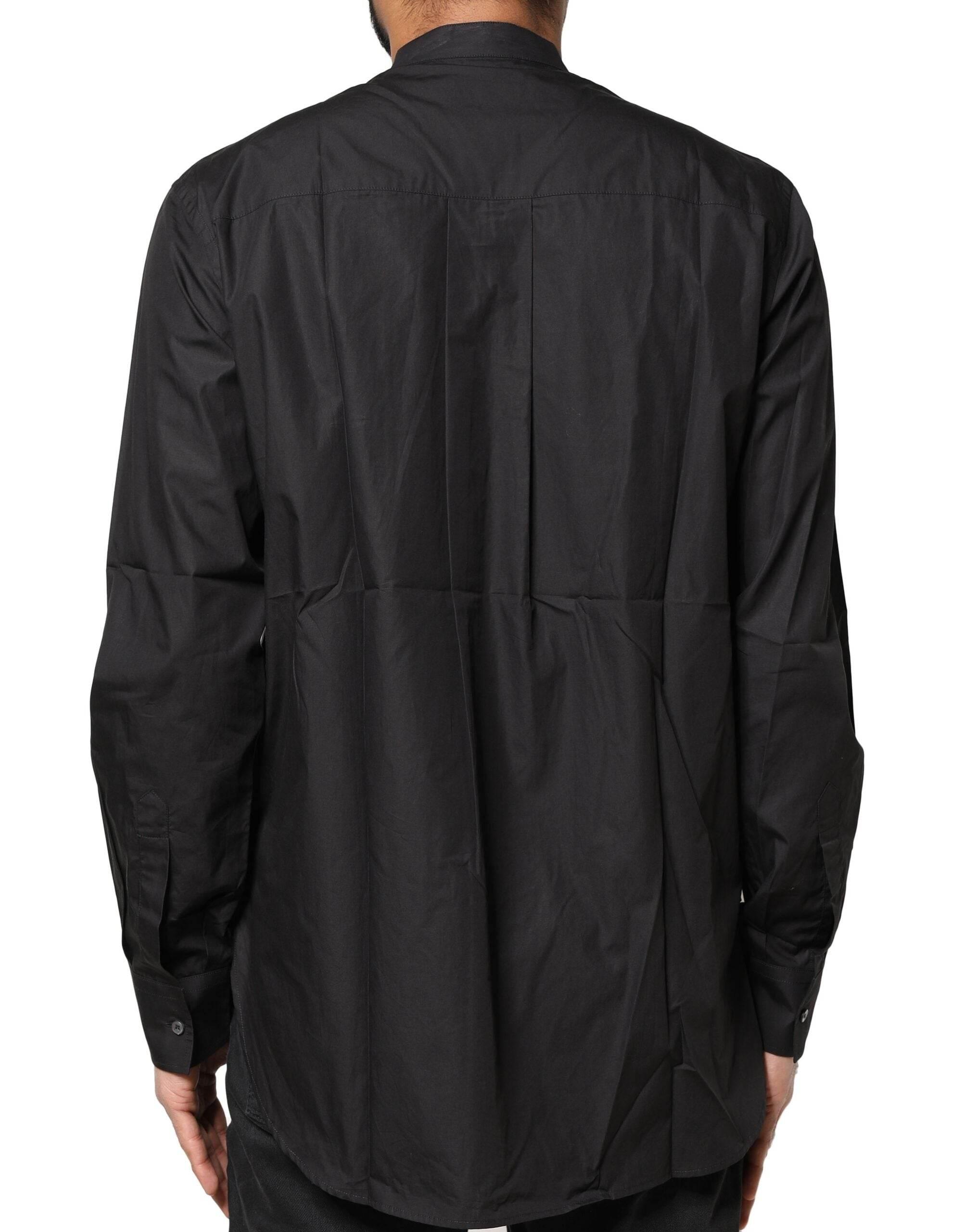 Dolce & Gabbana Black Cotton Button Down Men Casual Shirt - Hilstor
