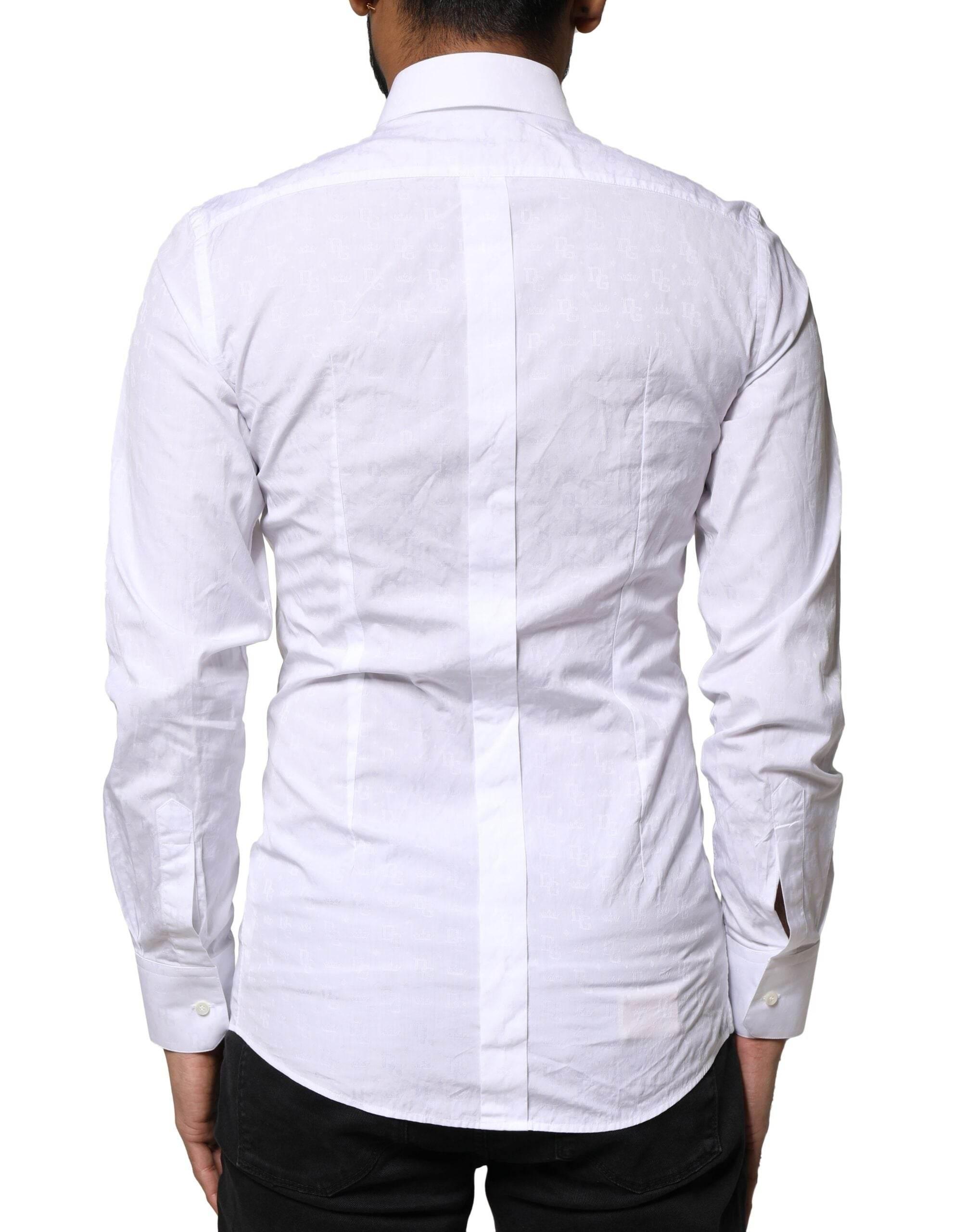 Dolce & Gabbana White GOLD Cotton Long Sleeves Dress Shirt - Hilstor