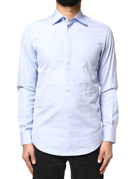 Dolce & Gabbana Light Blue Cotton Long Sleeves Dress Shirt - Hilstor
