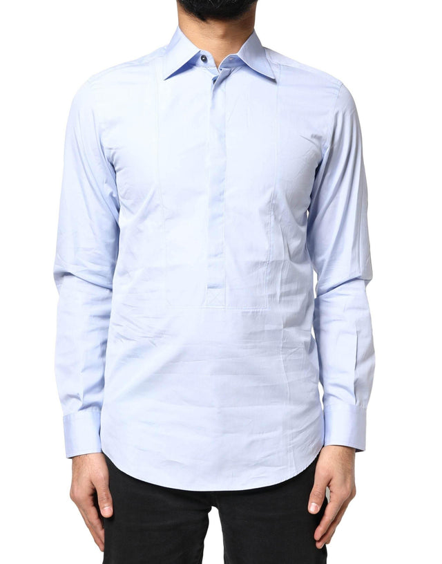 Dolce & Gabbana Light Blue Cotton Long Sleeves Dress Shirt - Hilstor