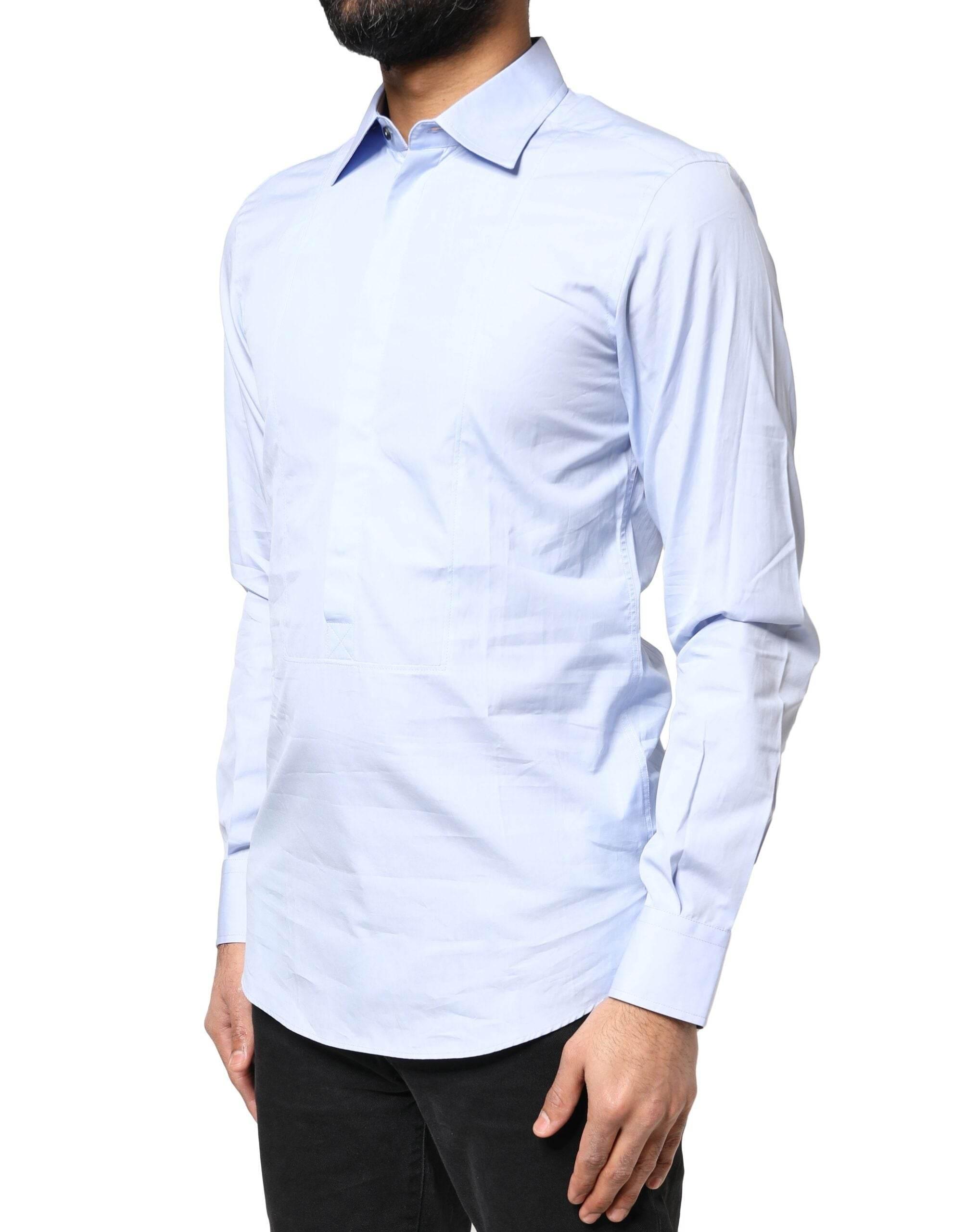 Dolce & Gabbana Light Blue Cotton Long Sleeves Dress Shirt - Hilstor