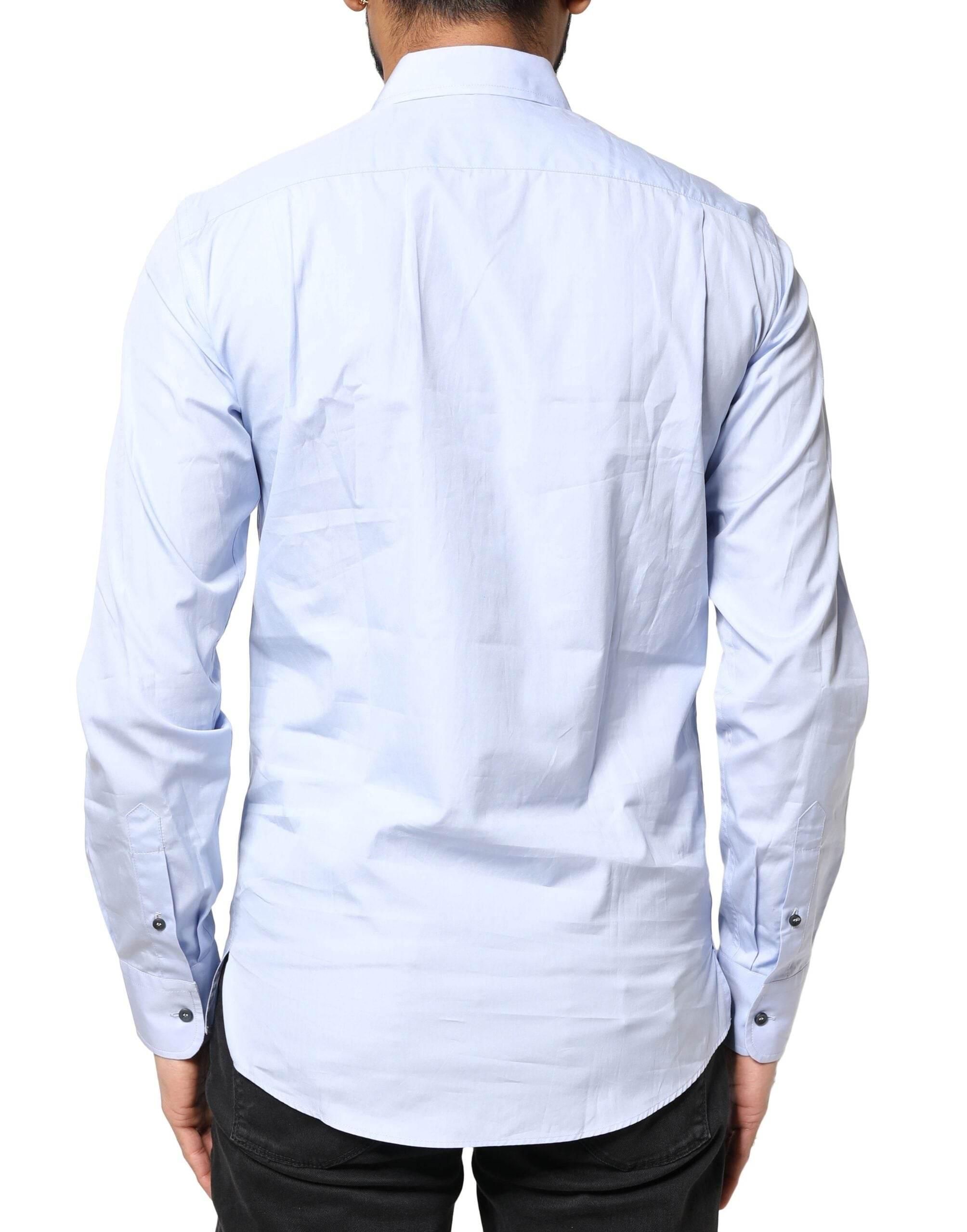 Dolce & Gabbana Light Blue Cotton Long Sleeves Dress Shirt - Hilstor