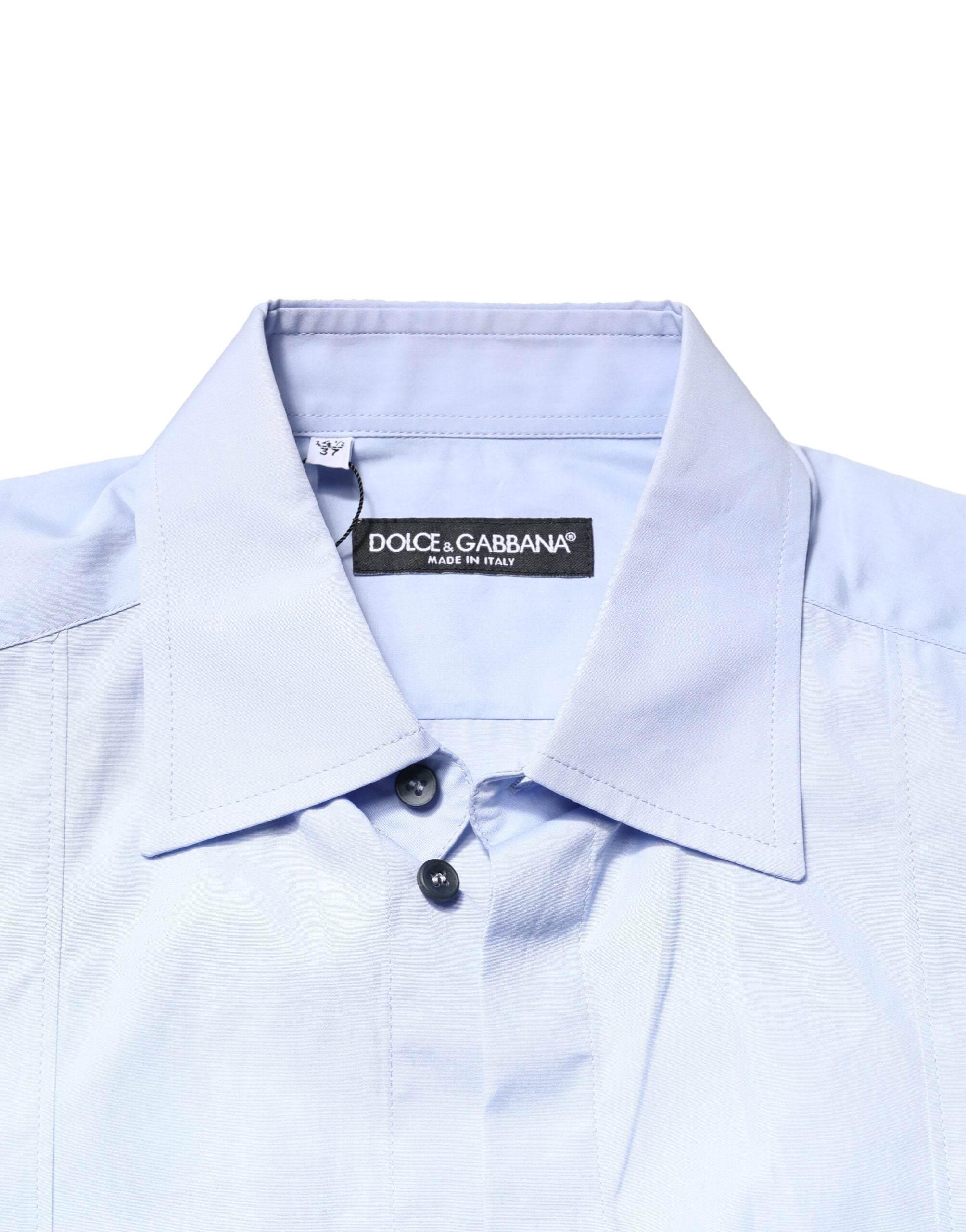 Dolce & Gabbana Light Blue Cotton Long Sleeves Dress Shirt - Hilstor