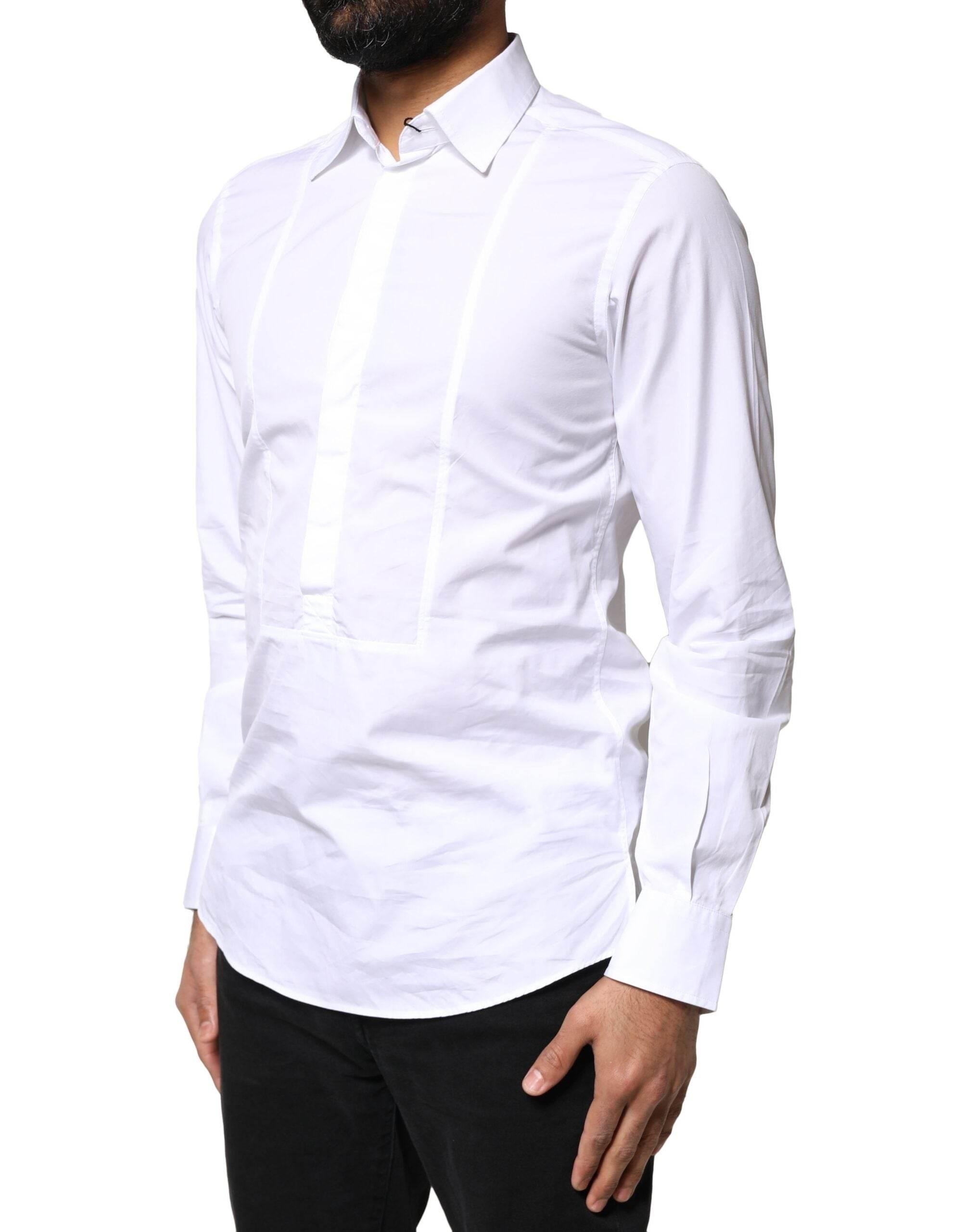 Dolce & Gabbana White Cotton Long Sleeves Formal Dress Shirt - Hilstor