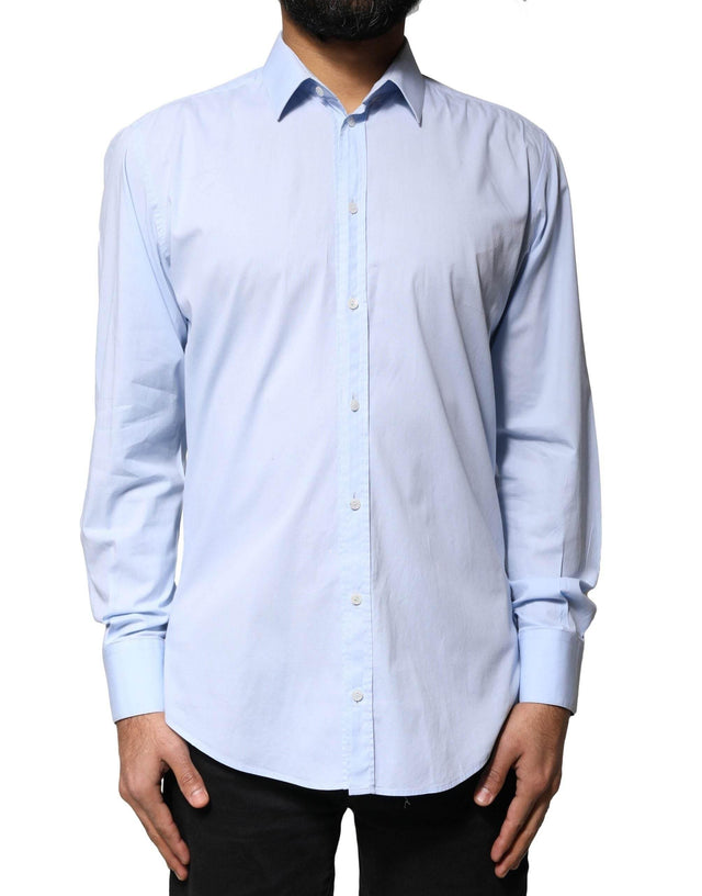 Dolce & Gabbana Light Blue Cotton MARTINI Formal Dress Shirt - Hilstor
