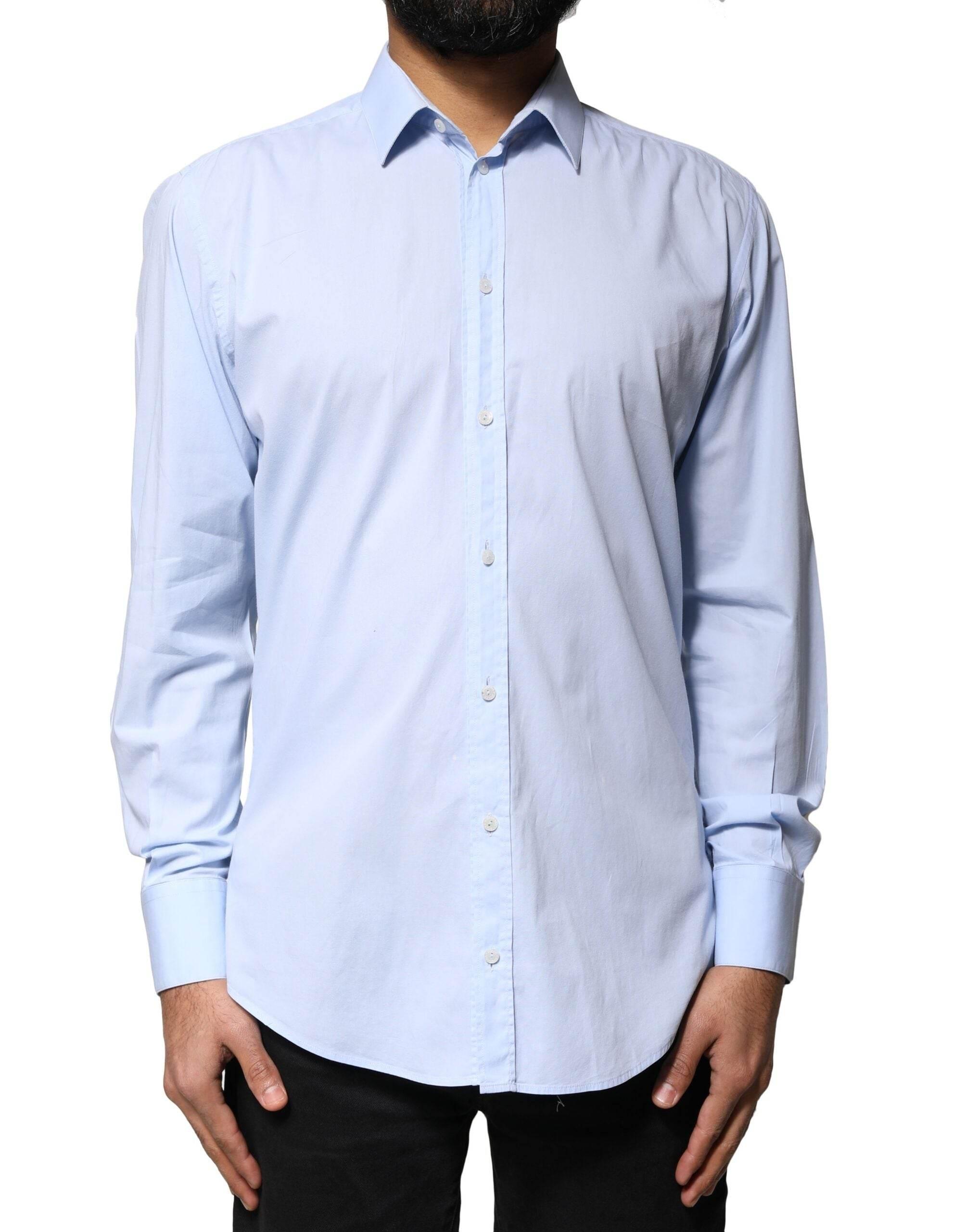 Dolce & Gabbana Light Blue Cotton MARTINI Formal Dress Shirt - Hilstor