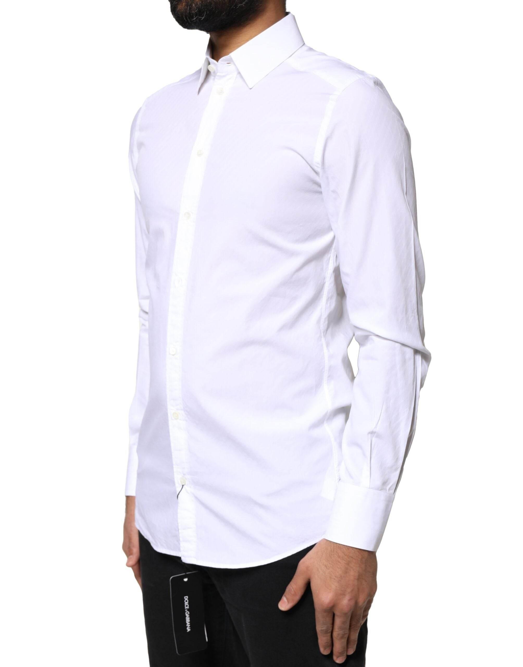 Dolce & Gabbana White Cotton MARTINI Formal Men Dress Shirt - Hilstor