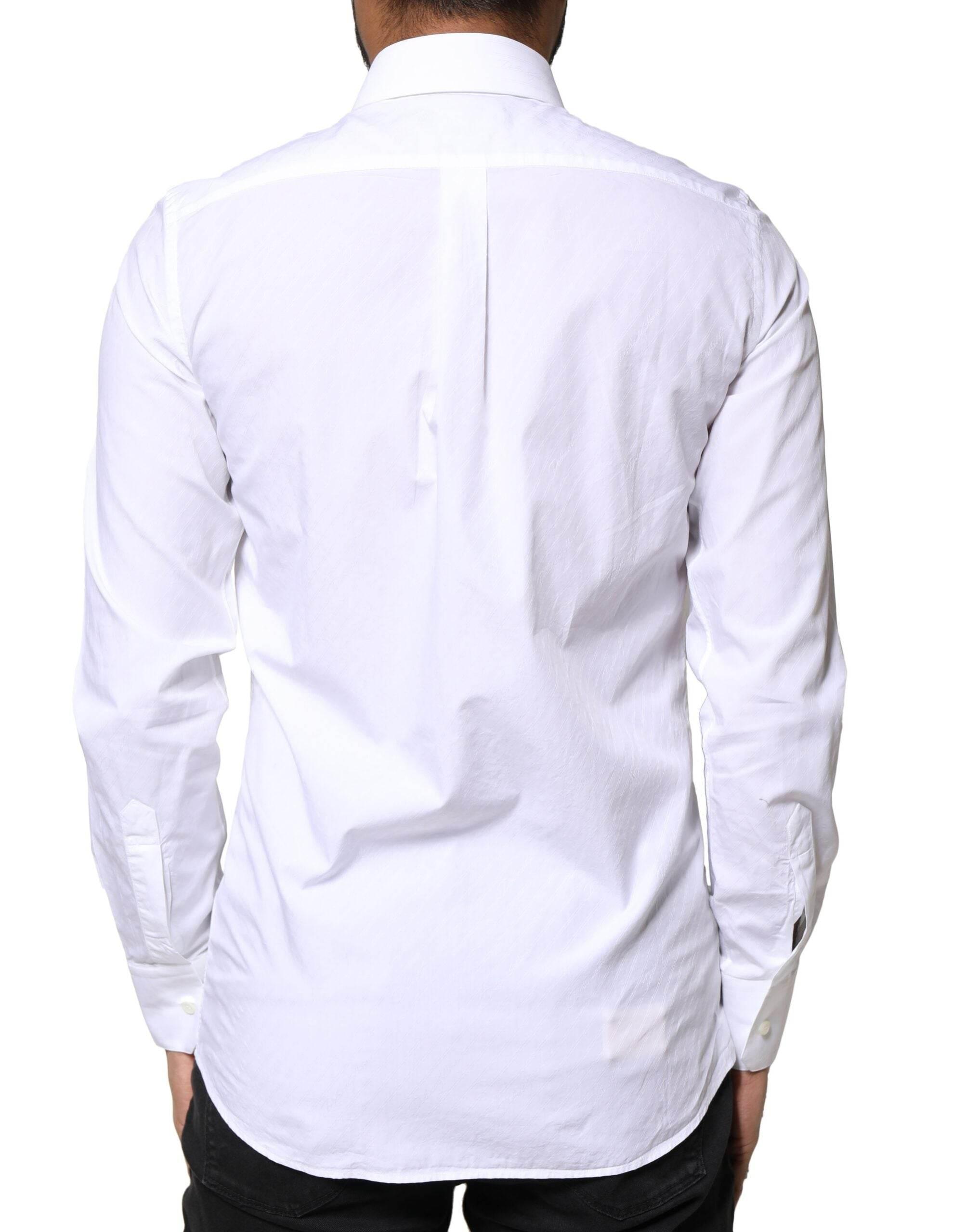 Dolce & Gabbana White Cotton MARTINI Formal Men Dress Shirt - Hilstor