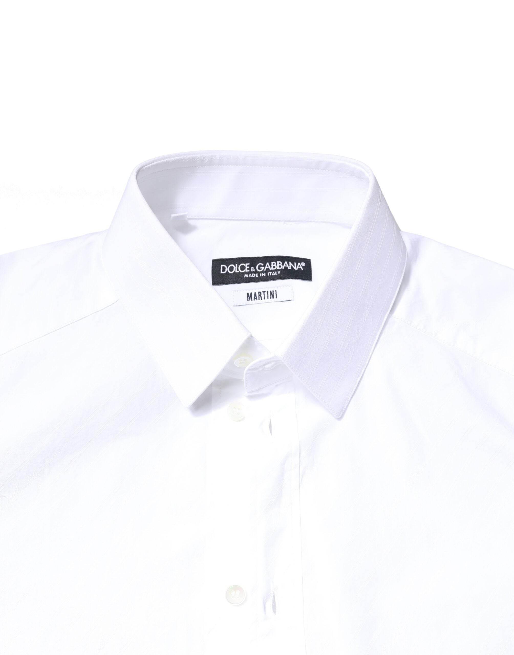 Dolce & Gabbana White Cotton MARTINI Formal Men Dress Shirt - Hilstor