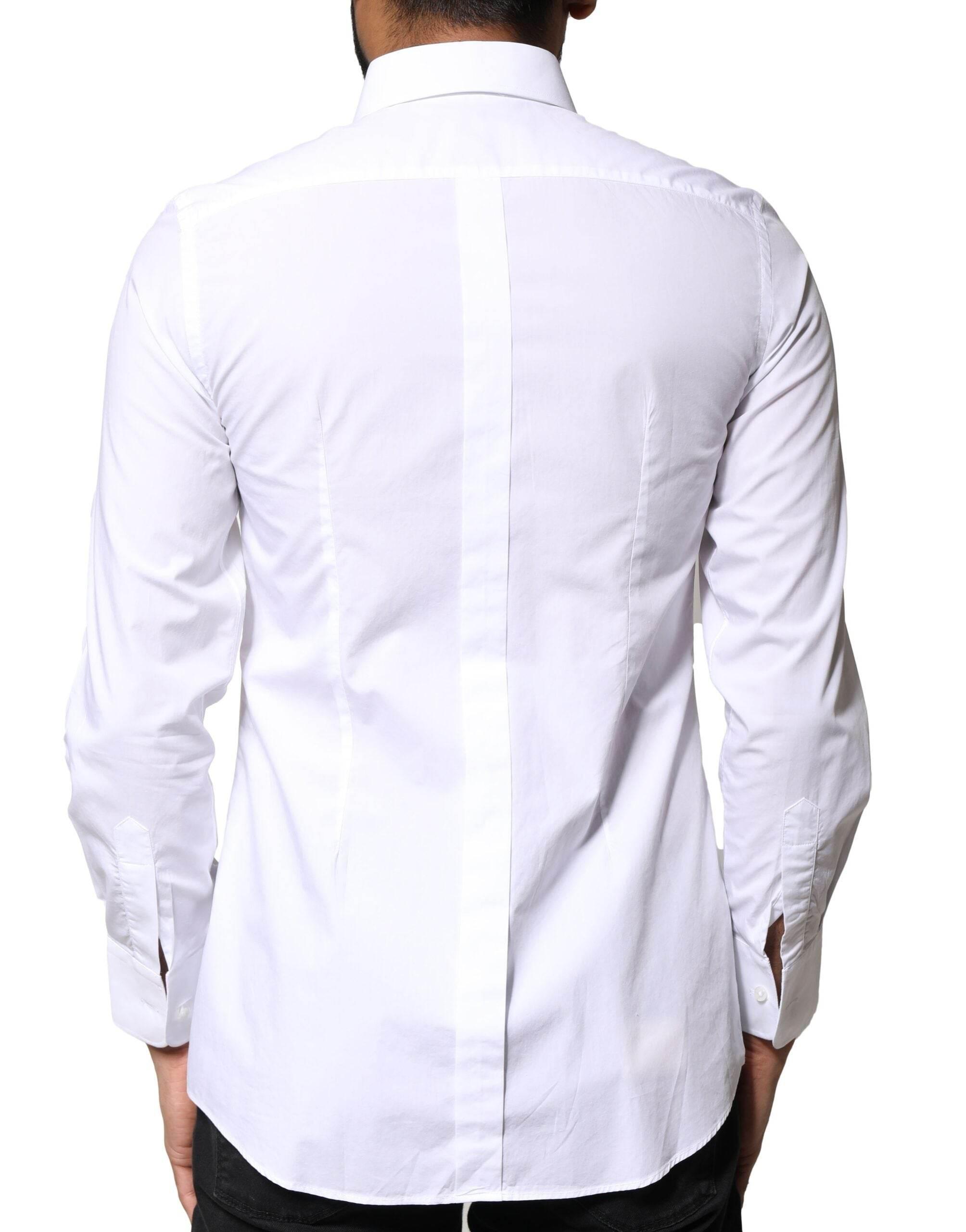 Dolce & Gabbana White Cotton Poplin Bib Formal Dress Shirt - Hilstor