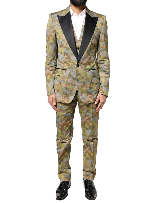 Dolce & Gabbana Multicolor Camouflage SICILIA 3 Piece Suit - Hilstor