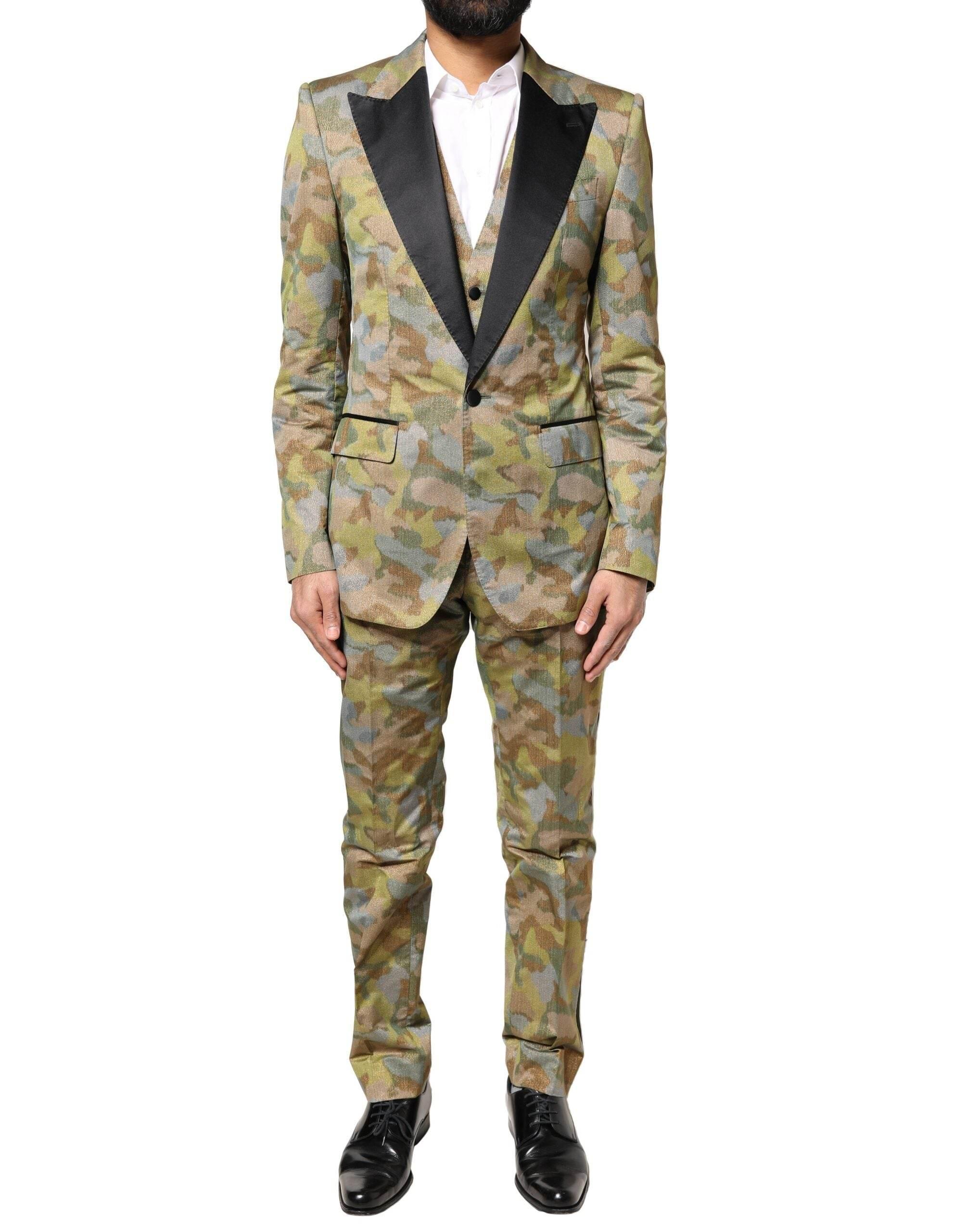 Dolce & Gabbana Multicolor Camouflage SICILIA 3 Piece Suit - Hilstor