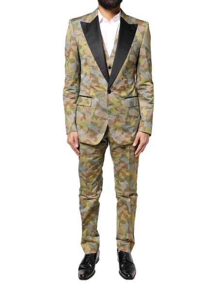 Dolce & Gabbana Multicolor Camouflage SICILIA 3 Piece Suit - Hilstor