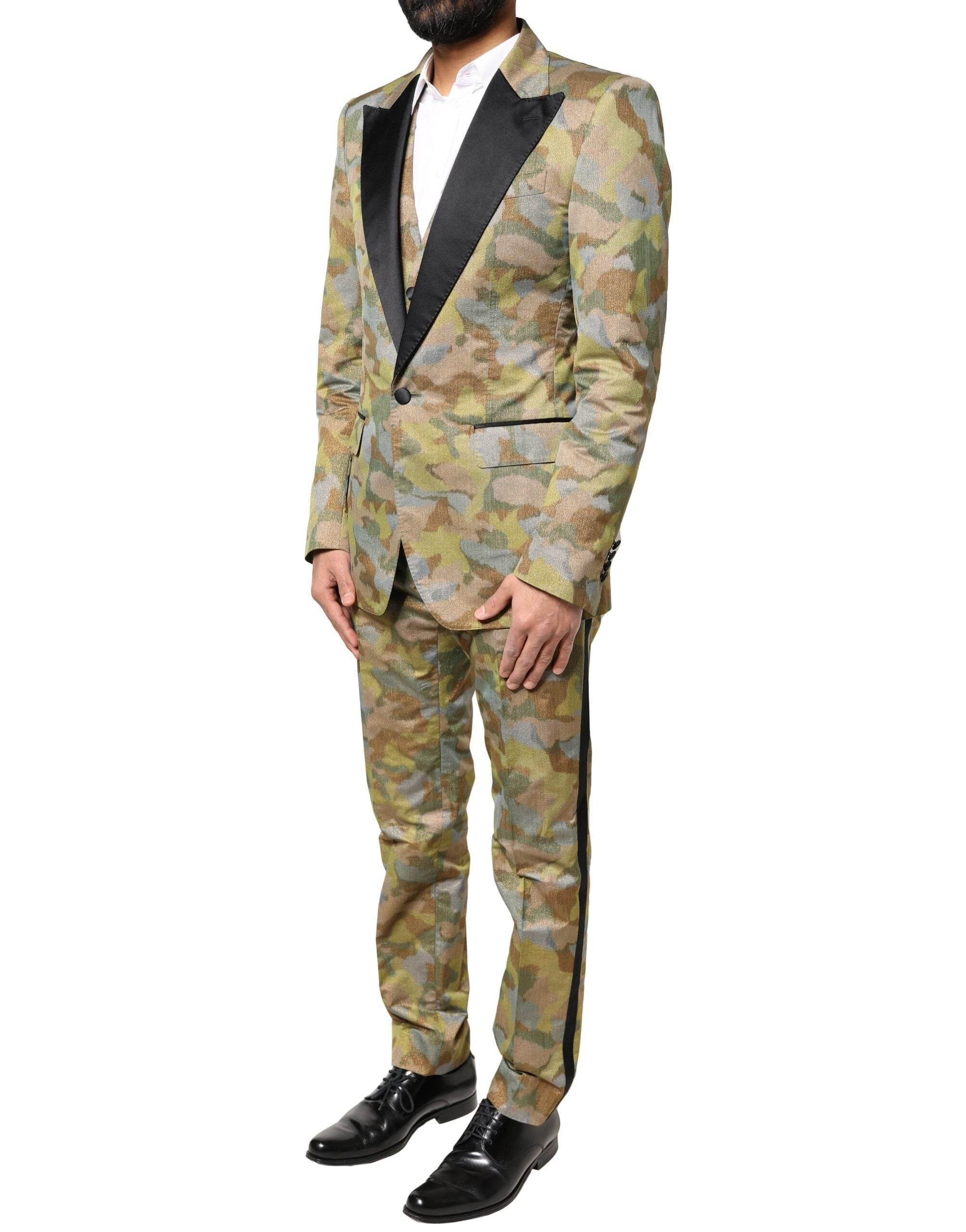 Dolce & Gabbana Multicolor Camouflage SICILIA 3 Piece Suit - Hilstor