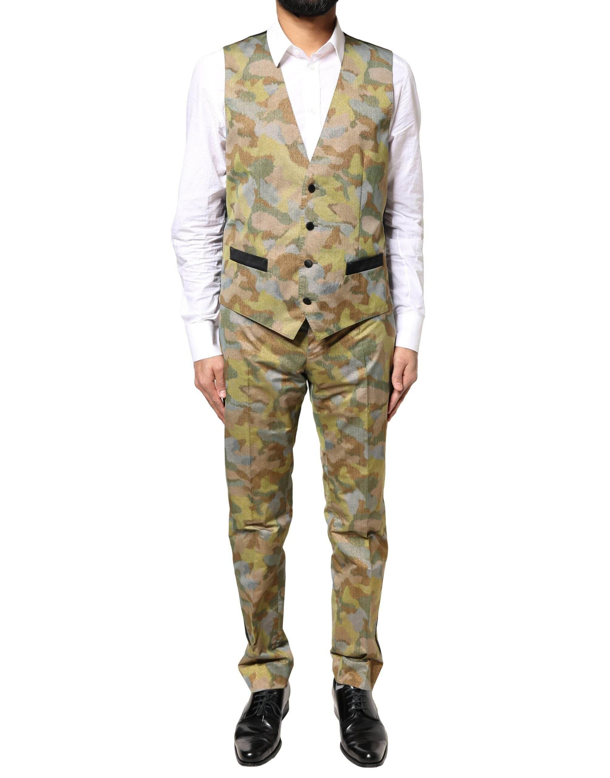 Dolce & Gabbana Multicolor Camouflage SICILIA 3 Piece Suit - Hilstor
